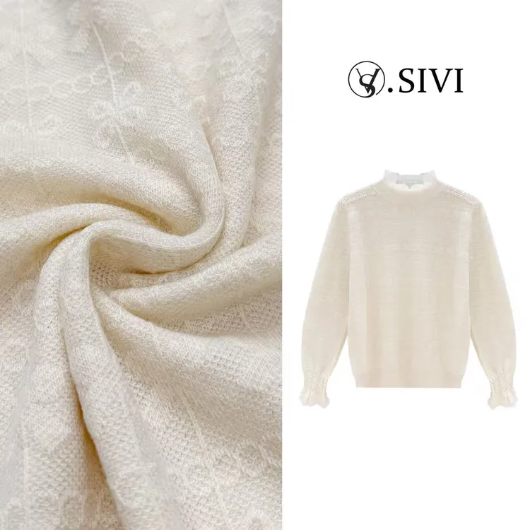 熙薇【光影织叙】2025冬季新款天丝羊毛提花立领羊毛衫H6569