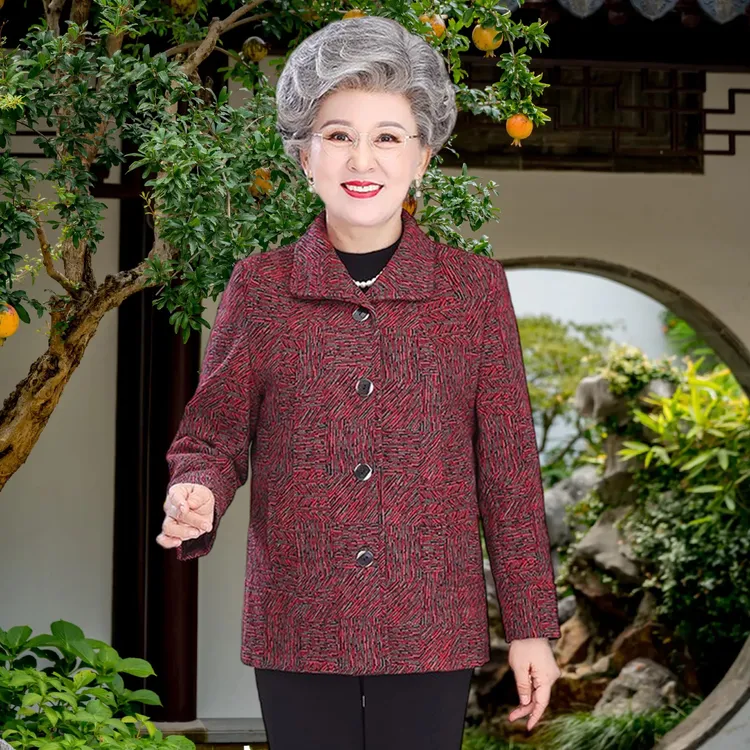 中老年人秋装外套女奶奶冬装妈妈加绒上衣服70岁80老人老太太装