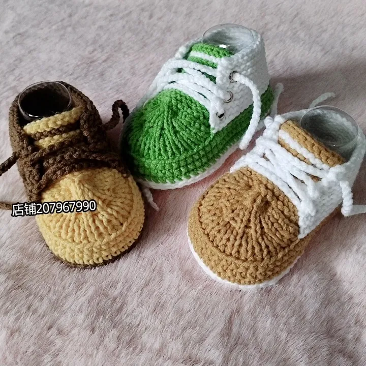 成品/材料包 宝宝小运动鞋手工毛线编织新生儿婴幼儿软底鞋