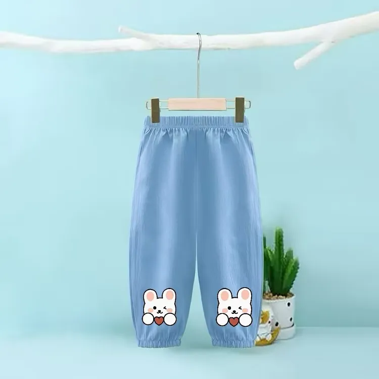 男女童夏季薄款透气防牛仔束脚九分裤儿童防蚊虫休闲长裤防晒小童