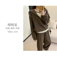 晴晴家-【北海道初学】秋季韩系百搭半拉链设计感宽松休闲卫衣5227
