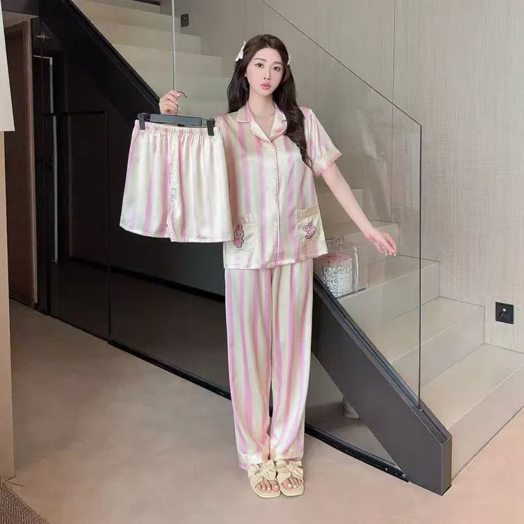 【labubu】夏季丝质舒适透气时尚可外穿可爱少女风睡衣家居服DD