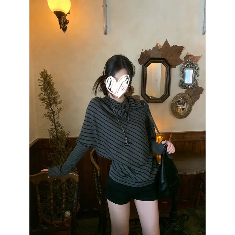 梦优莱韩系巨好看早秋穿搭韩系蝙蝠袖针织衫女装秋季宽松显瘦上衣