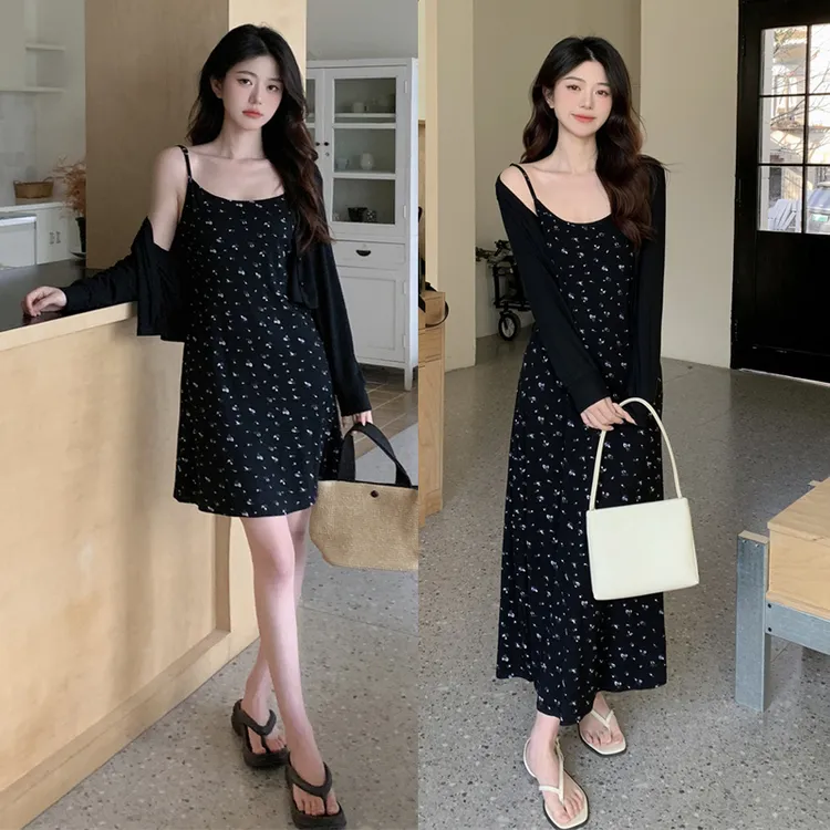 6390-夏季新款显瘦女装微胖大码半身裙+外套两件套