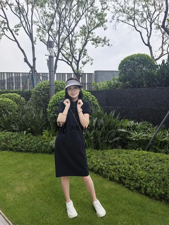 时尚刺绣POLO领冰透感连衣裙夏季新款H休闲宽松减龄显瘦裙子25339