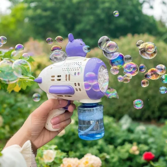 儿童电动自动网红加特林多孔泡泡枪玩具大泡泡枪补充液泡泡水