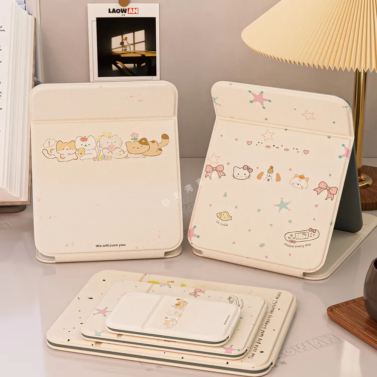 老湾可爱猫咪化妆镜学生宿舍ins桌面可爱台式折叠梳妆补妆化妆镜