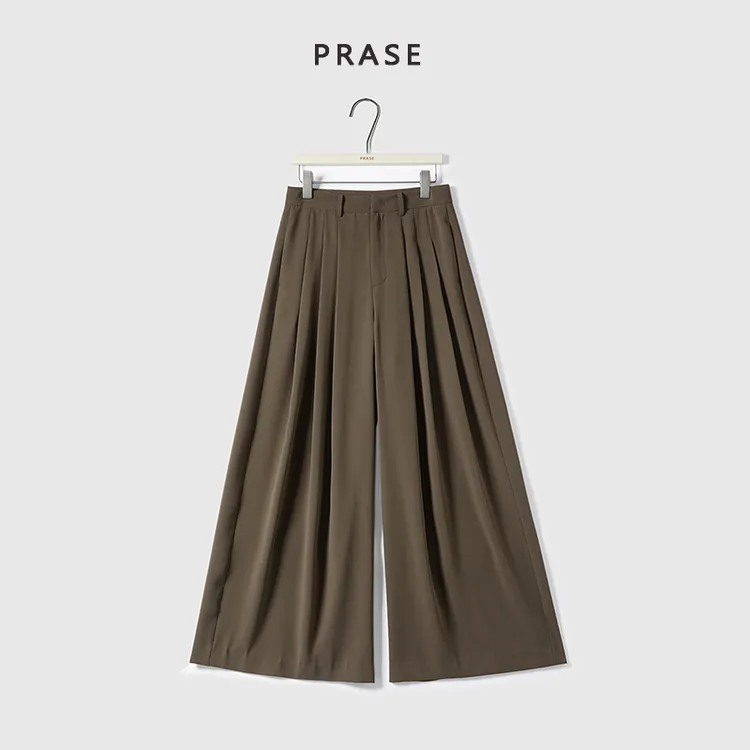 PRASE·噜【轻职场】微胖轻奢设计款夏女高腰宽松叠褶休闲裤PR505E94