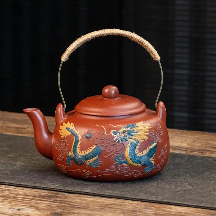 暖心阁【祥龙献瑞】原矿无添加|1000cc明火电陶炉烧水壶高端茶具