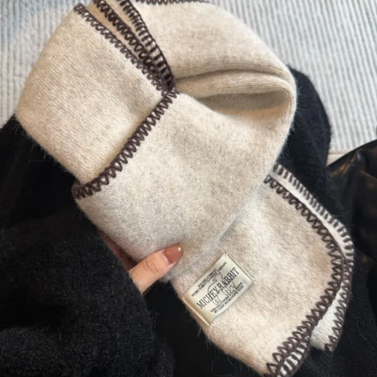 Banlicat 小香风包边围巾女2025新韩系ins风针织围脖秋冬保暖情侣