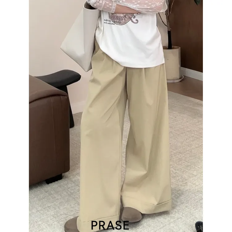 PRASE·噜【轻氧松弛】微胖轻奢设计款秋女时尚休闲阔腿长裤PR507E45