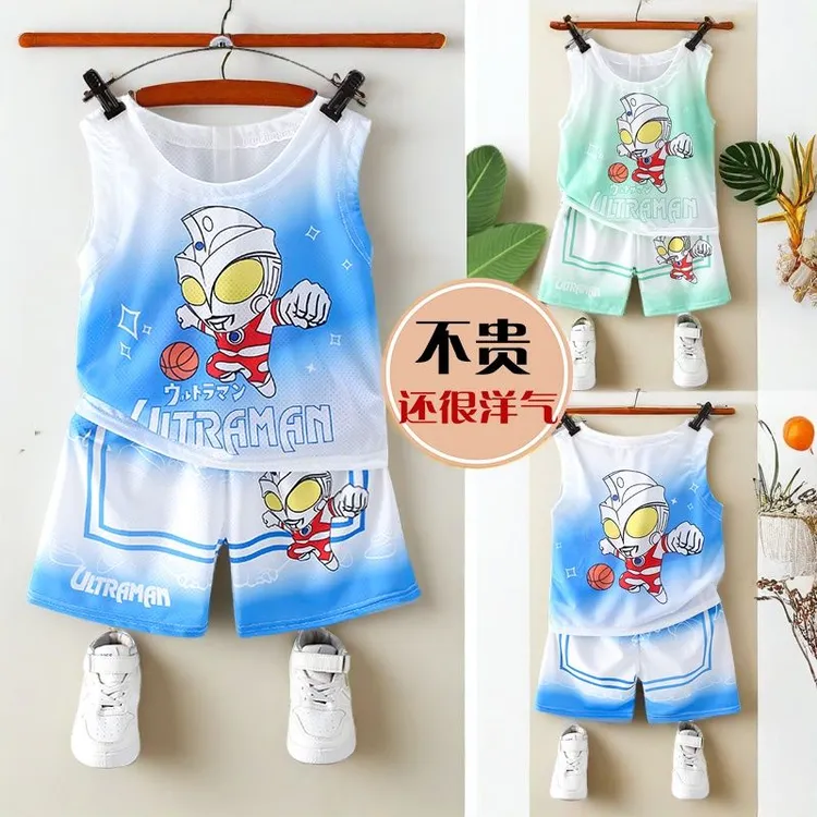 奥特曼衣服儿童夏季套装男童宝宝运动篮球男童复古运动足球男童