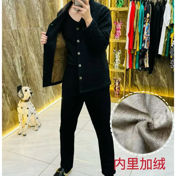 【1770】空气棉加绒立体印花秋冬家居服睡衣套装男士休闲保暖
