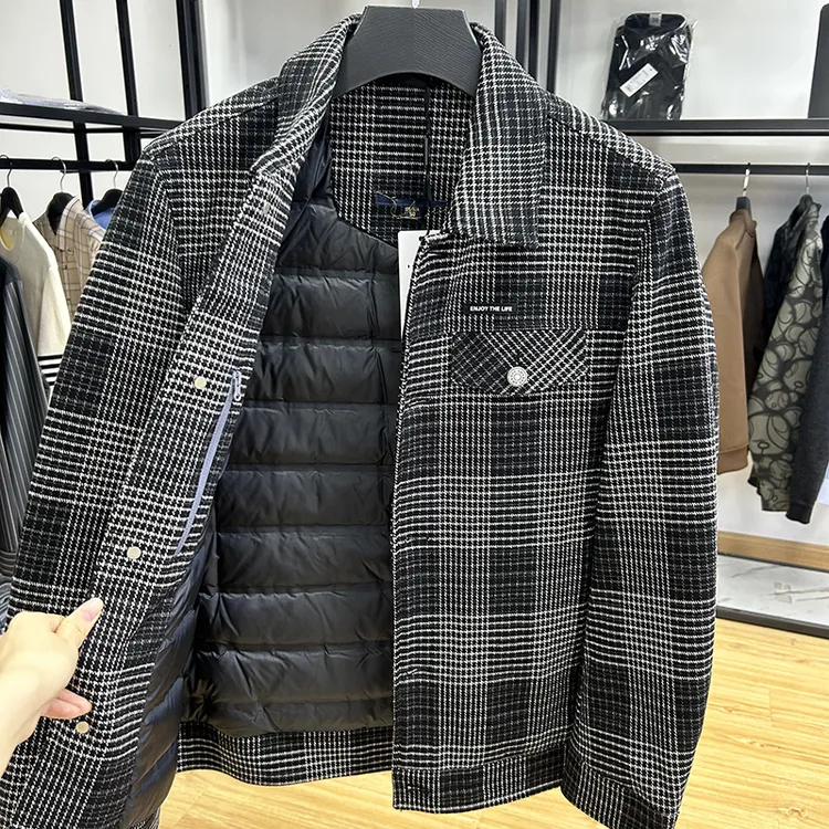 90%鸭绒保暖蓬松羽绒服秋冬季格子面料休闲时尚外套 Y5T2184