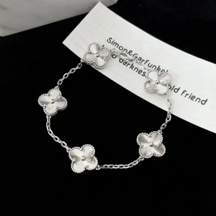 足银手链 纯银999四叶草手链女生轻奢小众镭射五花精致礼物送女友