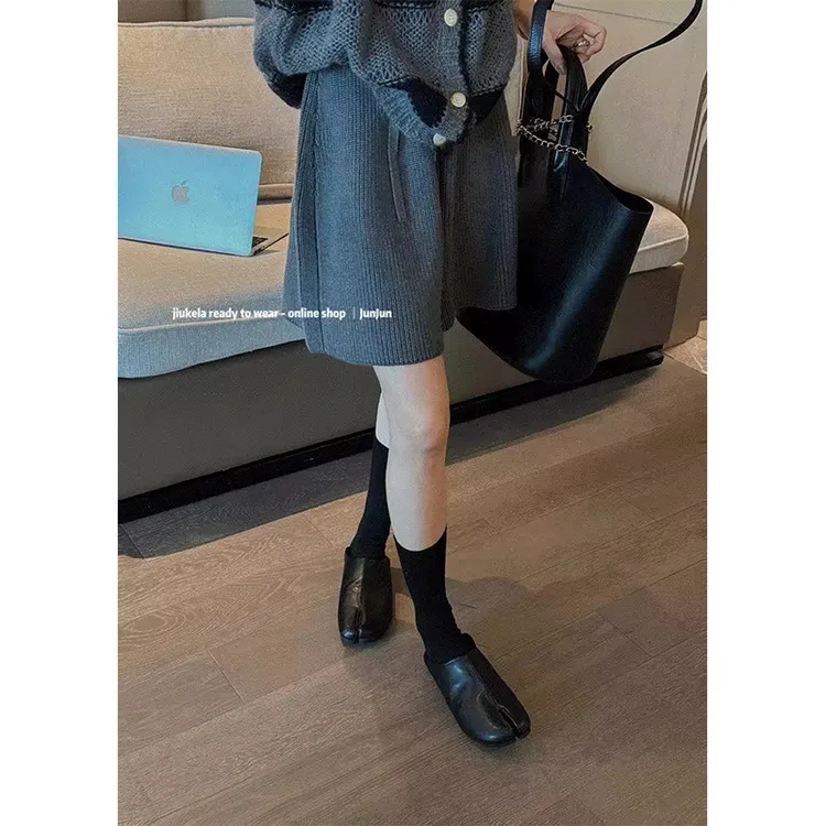 韩系慵懒风针织短裤新款五分宽松百搭休闲裤显瘦阔腿裤女裤子气质