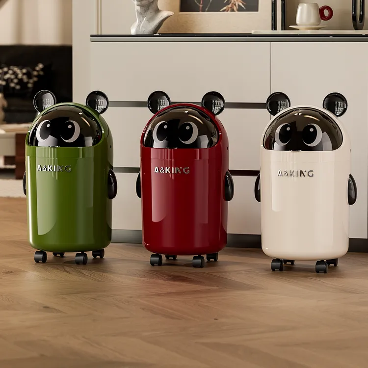 2025新款卧室垃圾桶客厅家用可爱轻奢高档高颜值带轮带盖免弯腰