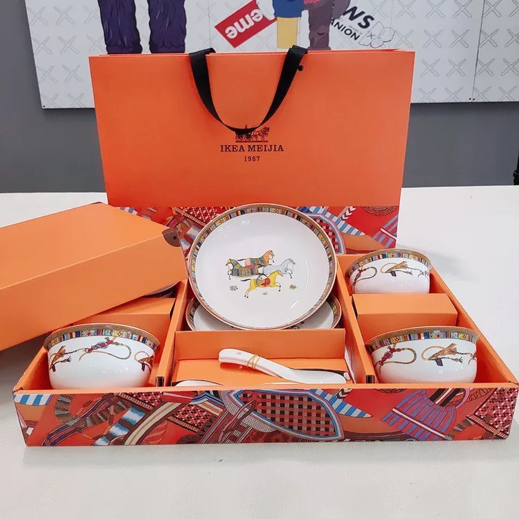 陶瓷餐具套装礼盒装爱马橙年会大气商务节日高级礼品乔迁礼物