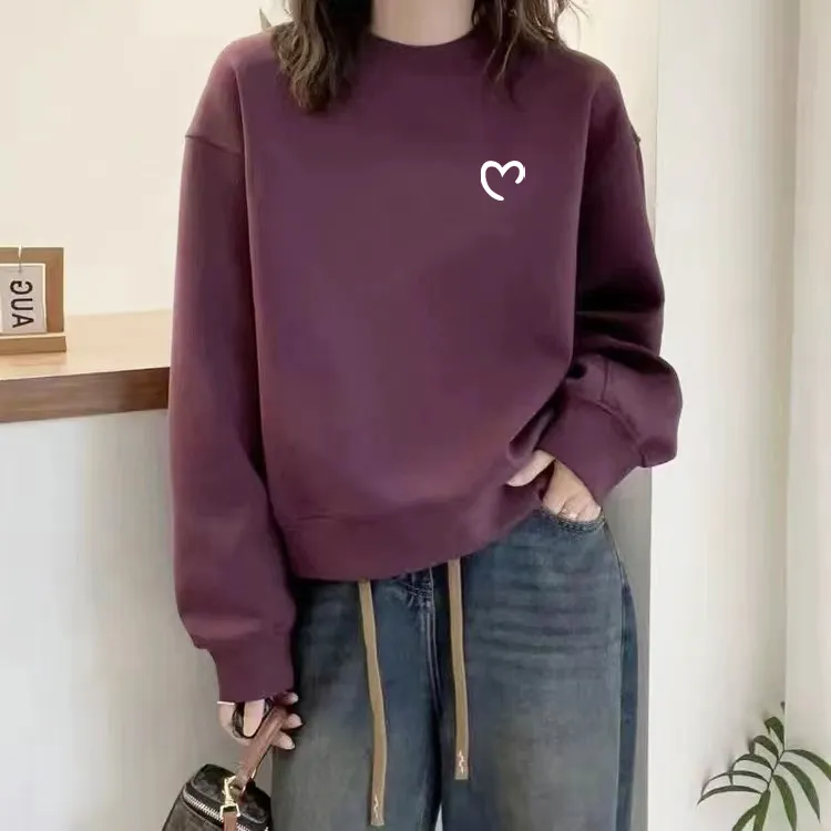 圆领卫衣女士2025秋冬季新款时尚欧货宽松休闲套头长袖纯棉上衣潮