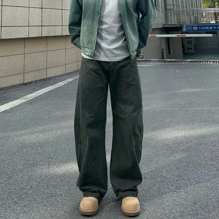 美拉德2025美式休闲裤男高街cleanfit弯刀裤潮牌宽松阔腿休闲长裤