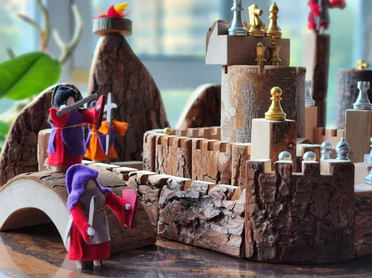 MagicwooD 卡美洛特城堡系列 手工积木 实木 骑士 战车 战马