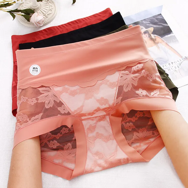 高腰收腹性感纯欲风蕾丝提花200斤微塑大码女内裤舒适透气10A抑菌