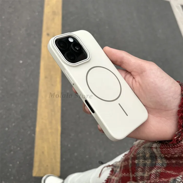 适用苹果13/12mini手机壳柔润肤感一体磁吸圈简约保护套