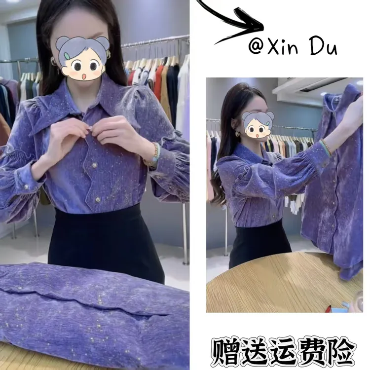 2025秋冬季新款时尚显瘦气质女士网红洋气衬衫百搭款D24112