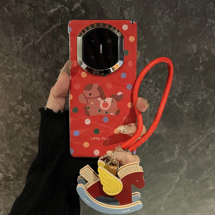 适用华为mateX7折叠屏手机壳彩色波点小马matex6典藏版中轴保护vi