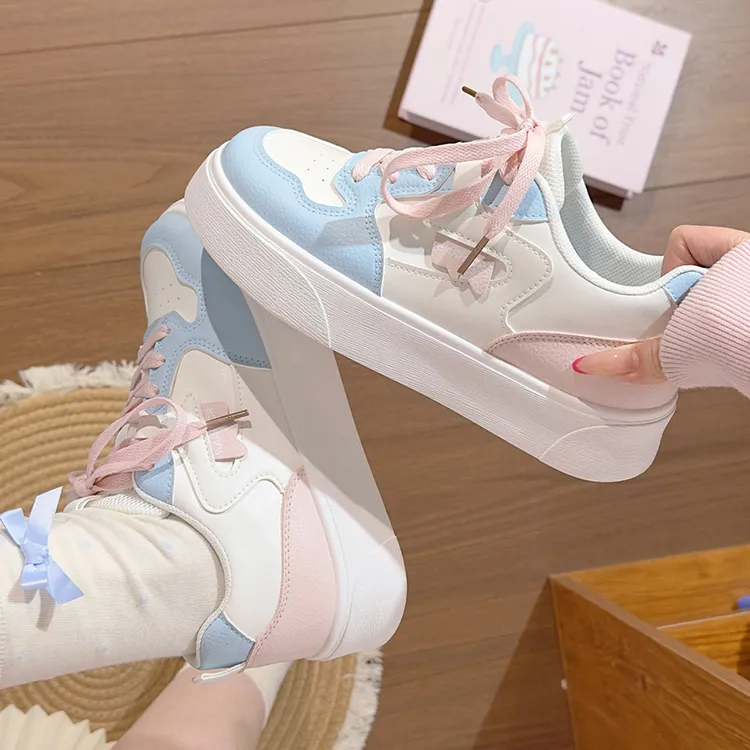 回力白蓝粉小白鞋女2026新款爆款配裙子穿的百搭鞋子厚底韩版板鞋