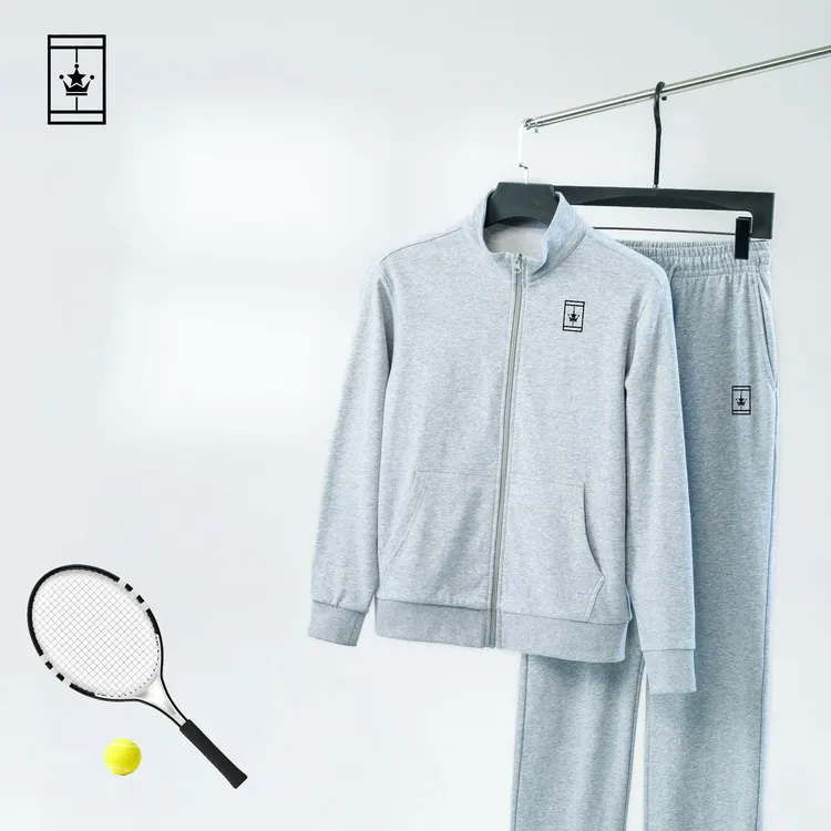 布士达网球服外套套装透气灰色上衣裤子男士女士