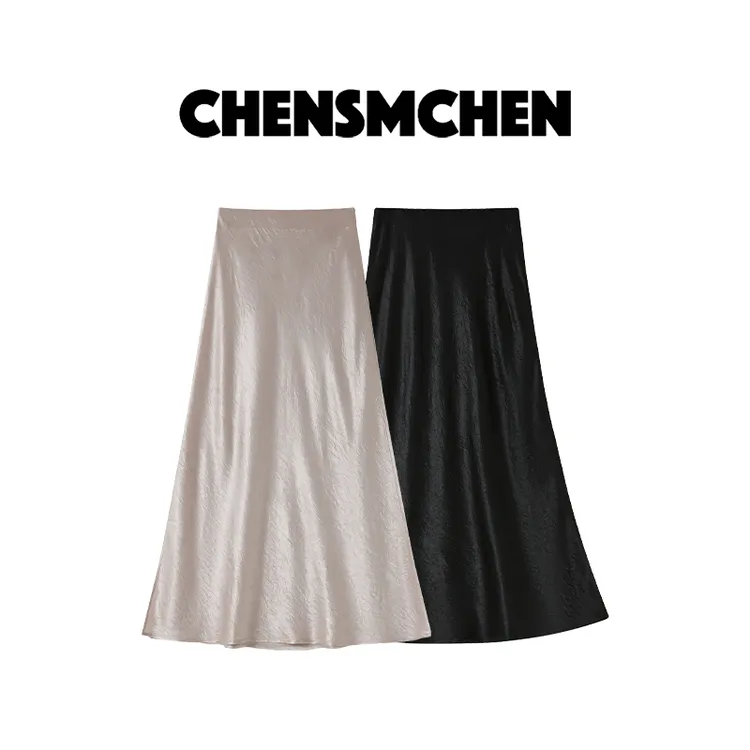 CHENSMCHEN 100醋酸缎面简约半身裙女夏季轻奢百搭裙子CSQ3018SL