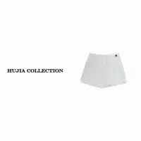 HUJIA 胡嘉丨”网球系列“系列“春季全棉极简束腰阔腿休闲短裤10012