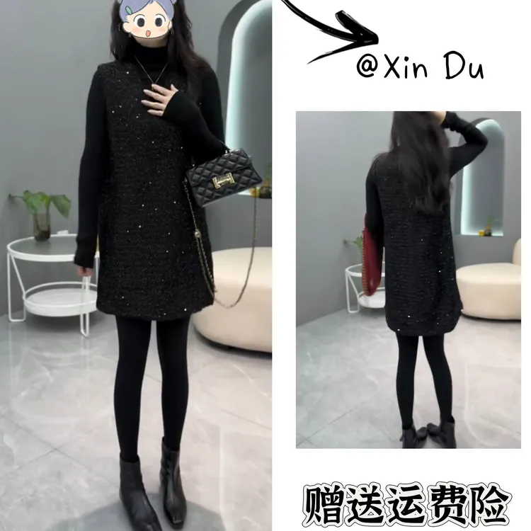 2025秋季新款时尚显瘦气质女士网红洋气两件套百搭款D23031