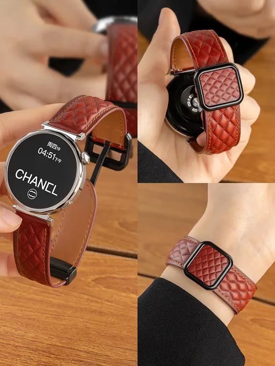 适用于华为gt6手表带秋冬新款gt5pro质感真皮磁吸红色watch5/4女