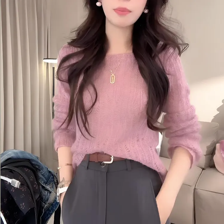 早春穿搭一整套女装气质镂空针织上衣休闲西装裤网红洋气炸街女装