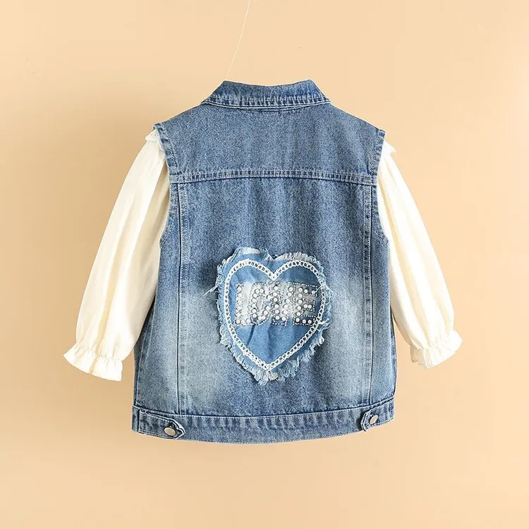 儿童马甲春秋2025新款洋气女童坎肩背心外套中大童女孩外穿牛仔衣