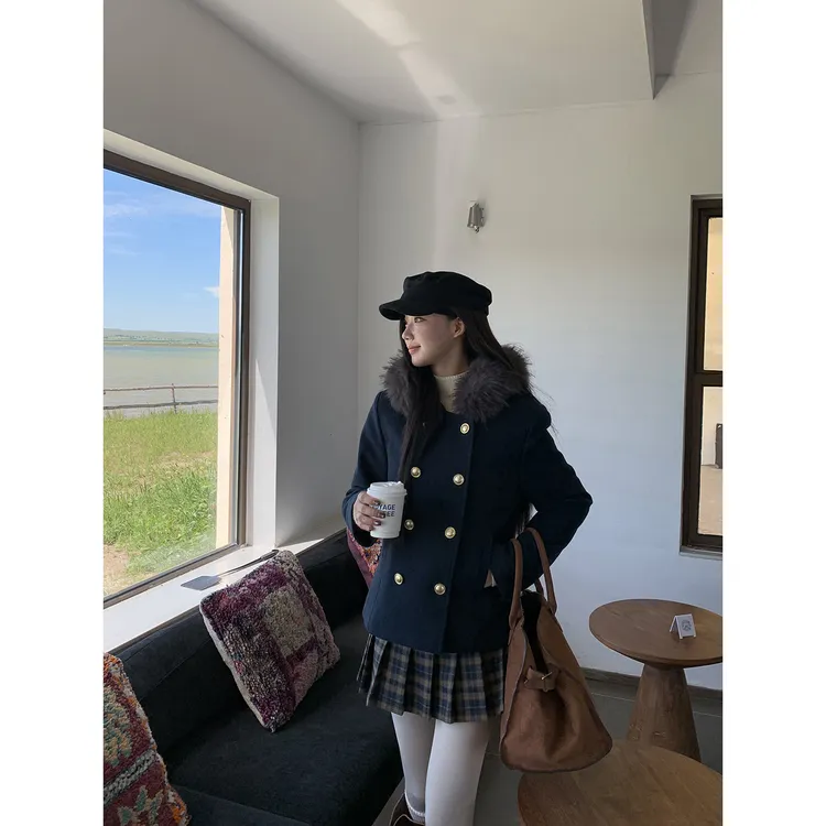 【古早萝莉】秋冬韩系气质高级感修身HD毛呢外套254N3164#