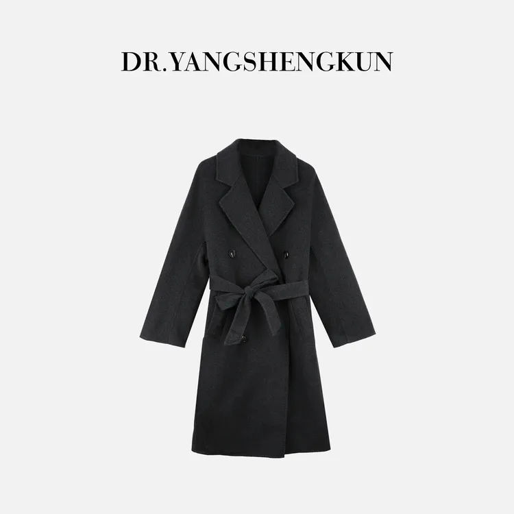 杨圣坤2025秋季新品蚕丝羊绒大衣高级感收腰毛呢外套女TR2581305