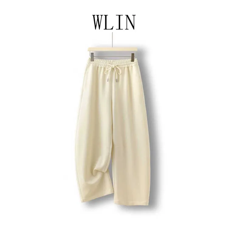 WLIN简约舒适休闲松紧腰女士休闲裤WL10616