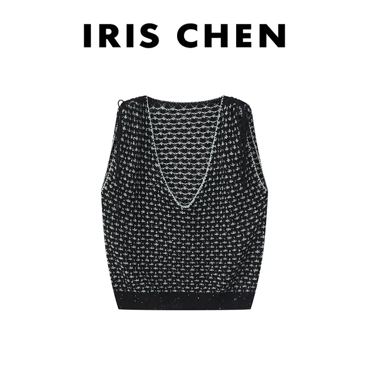 IRIS CHEN 聚光灯 2025秋“超幼马海毛羊毛”珠纱针织马甲25MJ642