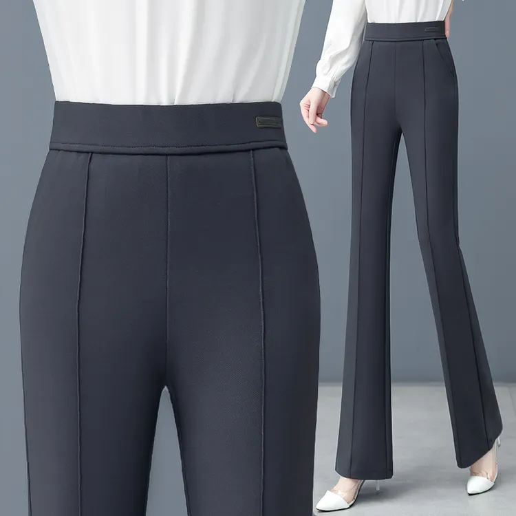 秋冬喇叭裤女春秋2025新款高腰显瘦垂感修身黑色西装弹力微喇裤
