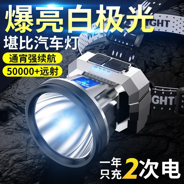 LED超长续航头灯强光USB充电户外夜钓头灯远射探照轻型骑行头戴