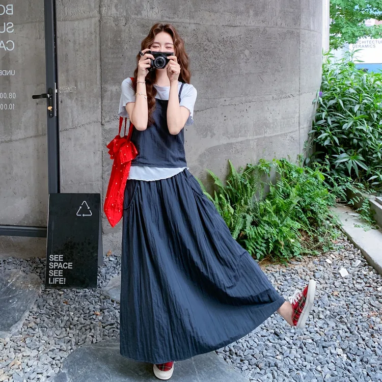 休闲吊带减龄T恤半身裙套装女2025夏季新款高级感爆款显瘦三件套