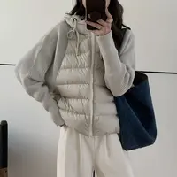 韩系针织拼接棉服女款2025冬季假两件棉衣保暖棉袄外套（209-N）