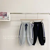 【小首尔】现货-童装冬装儿童韩版拼条宽松加绒休闲裤HBB0959