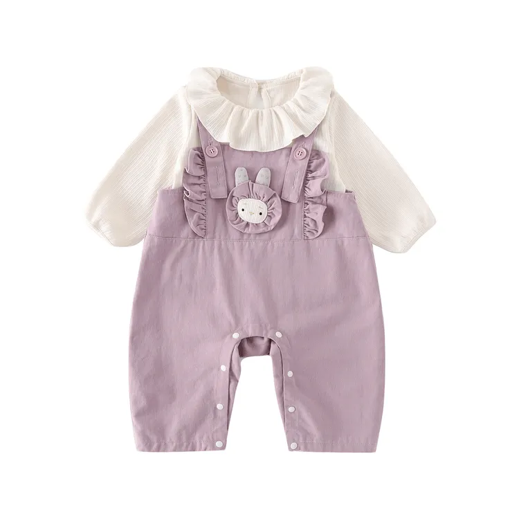 女宝宝衣服婴儿秋装纯棉背带裤套装儿童秋冬外出服长袖洋气两件套