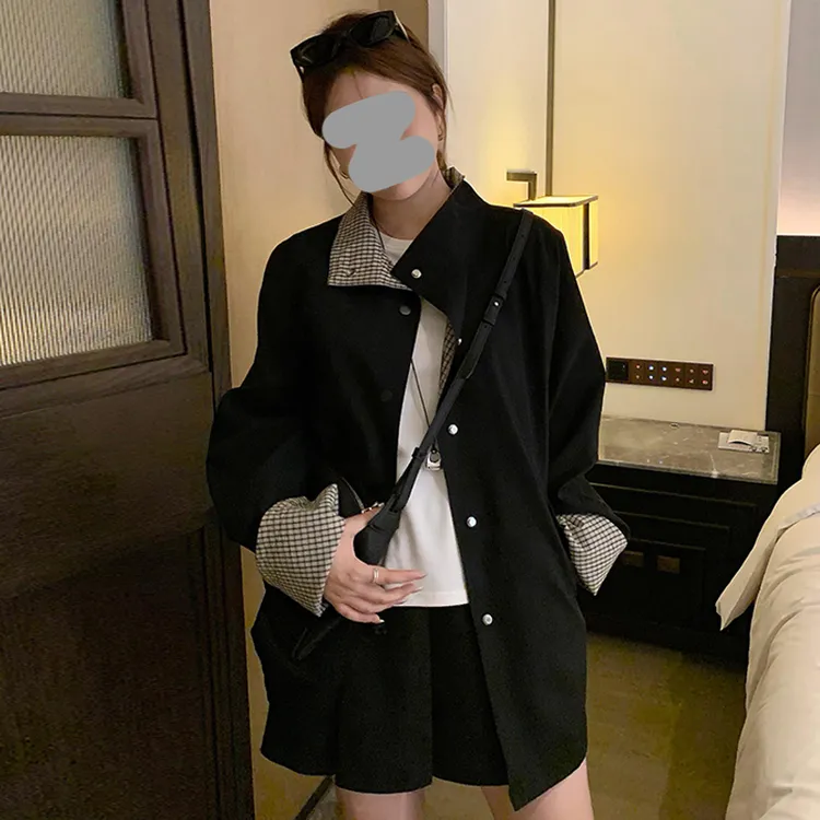 英伦风复古格子两面穿风衣外套女2025春秋新款大衣中长款开衫上衣