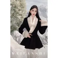 WEIFANSHU/魏凡舒【御姐法则】羊绒羊毛拼领水貂大衣外套