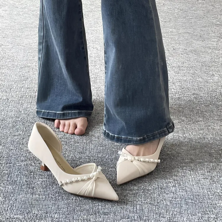 小众时尚蝴蝶结设计感单鞋女2025年夏季新款尖头细跟高跟鞋女凉鞋